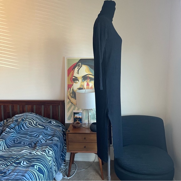 D118/9 ENZA COSTA Sweater Rib Dress Black - Picture 5 of 8